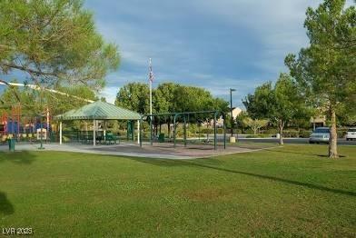 11010 Santorini Dr, Las Vegas, NV 89141 - view of home's community featuring a gazebo and a yard
