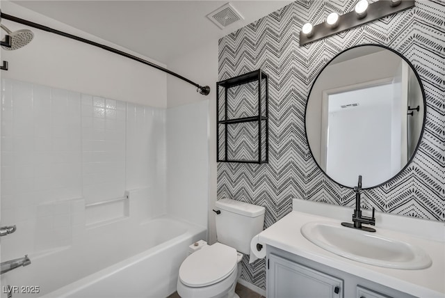 4020 Pistachio Nut Ave, Las Vegas, NV 89115 - full bathroom featuring wallpapered walls, vanity, and shower / bathtub combination