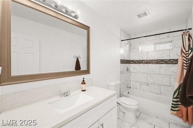 3208 Alcoa Ave, Las Vegas, NV 89102 - full bathroom with vanity, shower / bath combo, and marble finish floors