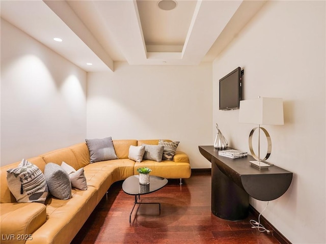4471 Dean Martin Dr Unit 4308, Las Vegas, NV 89103 - living room featuring wood finished floors, a tray ceiling, and recessed lighting