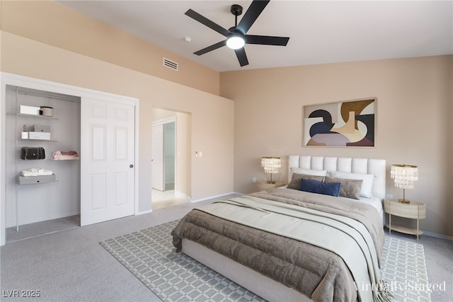8904 Marble Dr, Las Vegas, NV 89134 - bedroom with carpet flooring, lofted ceiling, and ceiling fan