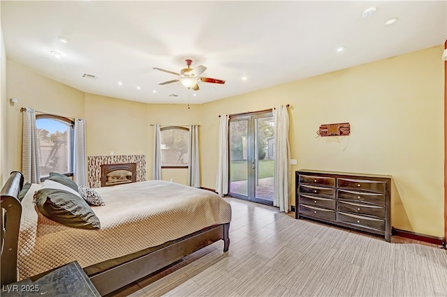 7751 Radcliff St, Las Vegas, NV 89123 - bedroom with access to exterior, recessed lighting, and ceiling fan
