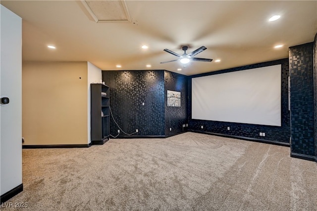 7751 Radcliff St, Las Vegas, NV 89123 - carpeted home theater featuring recessed lighting and ceiling fan