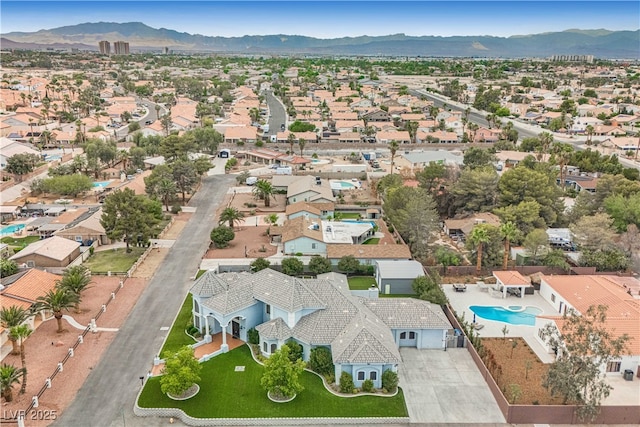 7751 Radcliff St, Las Vegas, NV 89123 - aerial view of residential area featuring mountains and a pool area