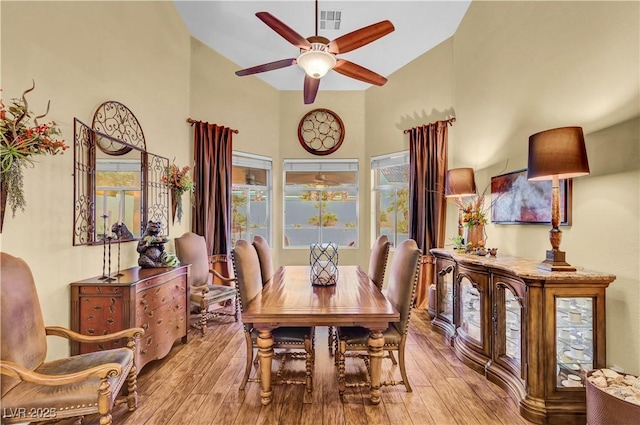 216 Chestnut Ridge Cir, Henderson, NV 89012 - dining space with ceiling fan and hardwood / wood-style flooring