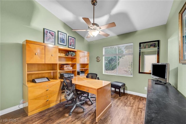 216 Chestnut Ridge Cir, Henderson, NV 89012 - home office featuring wood finished floors and a ceiling fan