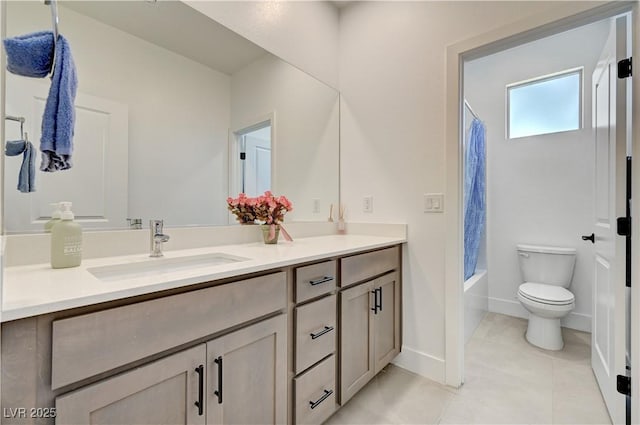 1305 Azure Jay Ave, North Las Vegas, NV 89084 - bathroom with double vanity, tile patterned floors, and shower / bath combo