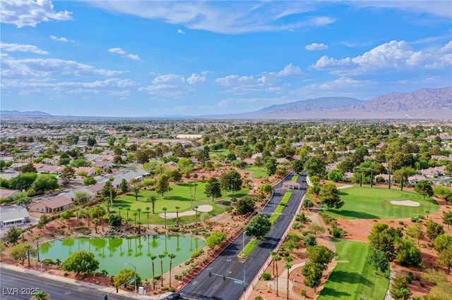 5021 Cliffrose Dr, Las Vegas, NV 89130 - aerial perspective of suburban area with a golf course and a water and mountain view