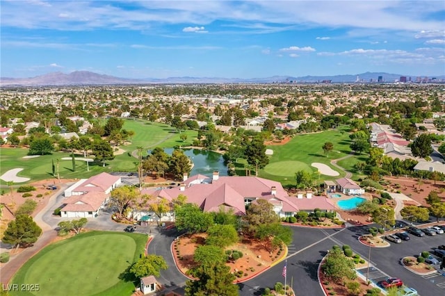 5021 Cliffrose Dr, Las Vegas, NV 89130 - aerial perspective of suburban area featuring a golf course and a water and mountain view