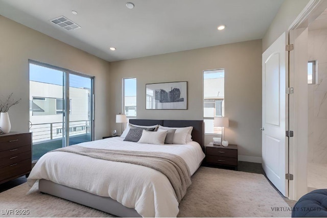 4152 Yucca Bloom St Unit 1, Las Vegas, NV 89135 - bedroom featuring access to exterior, recessed lighting, and carpet floors