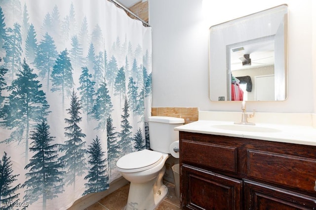 2912 Drury St, Las Vegas, NV 89108 - bathroom featuring vanity, tile patterned floors, and curtained shower