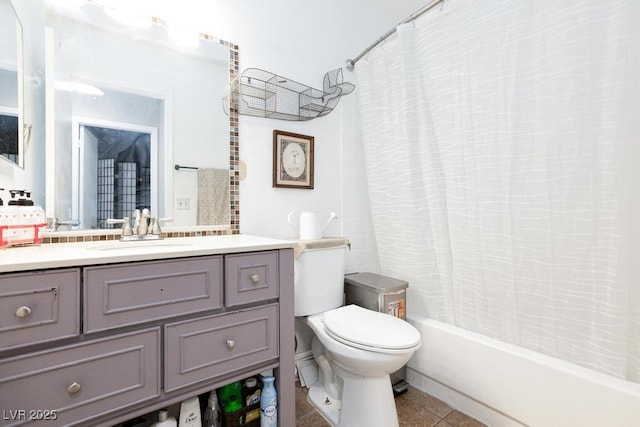 2912 Drury St, Las Vegas, NV 89108 - full bathroom featuring vanity, shower / bath combination with curtain, and tile patterned floors