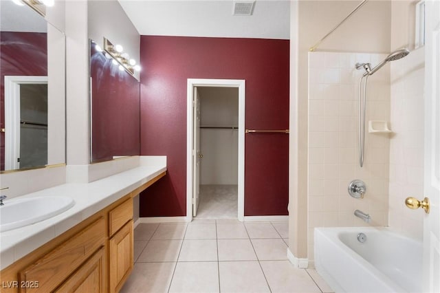 8901 Goldstone Ave, Las Vegas, NV 89143 - bathroom with vanity, tile patterned flooring, and shower / tub combination