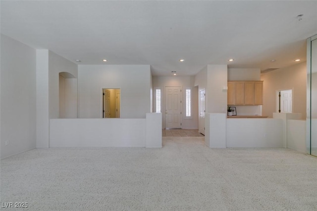 1414 Doggett Ave, Las Vegas, NV 89123 - unfurnished living room with light colored carpet and recessed lighting