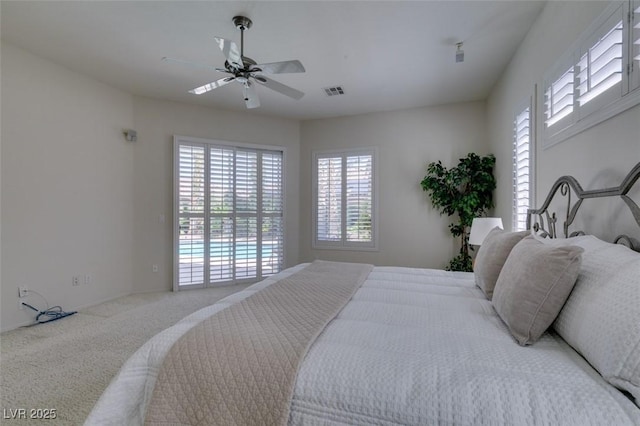 1414 Doggett Ave, Las Vegas, NV 89123 - bedroom featuring carpet, a ceiling fan, and access to exterior
