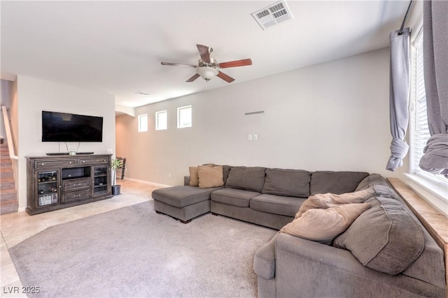 9237 S Chieftain St, Las Vegas, NV 89178 - tiled living area featuring a ceiling fan
