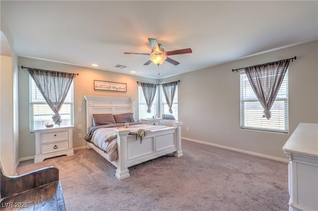 9237 S Chieftain St, Las Vegas, NV 89178 - bedroom featuring light colored carpet, a ceiling fan, and recessed lighting
