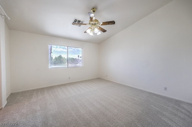 5209 Mantua Ct, Las Vegas, NV 89130 - empty room with light colored carpet, a ceiling fan, and lofted ceiling