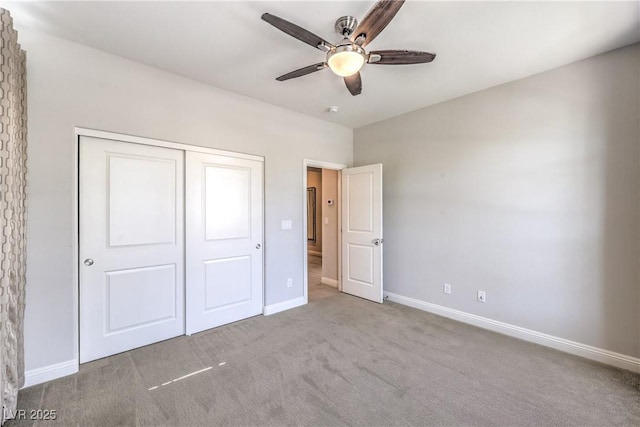 913 Silent Sunset Ave, North Las Vegas, NV 89084 - unfurnished bedroom with a closet, carpet flooring, and a ceiling fan