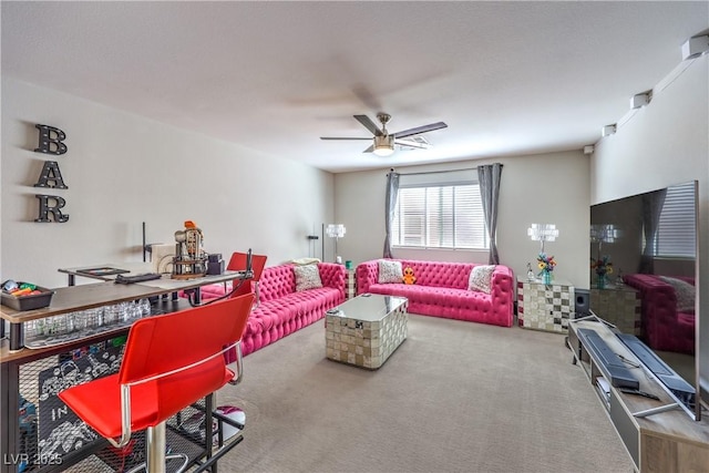 913 Silent Sunset Ave, North Las Vegas, NV 89084 - living room featuring ceiling fan and carpet