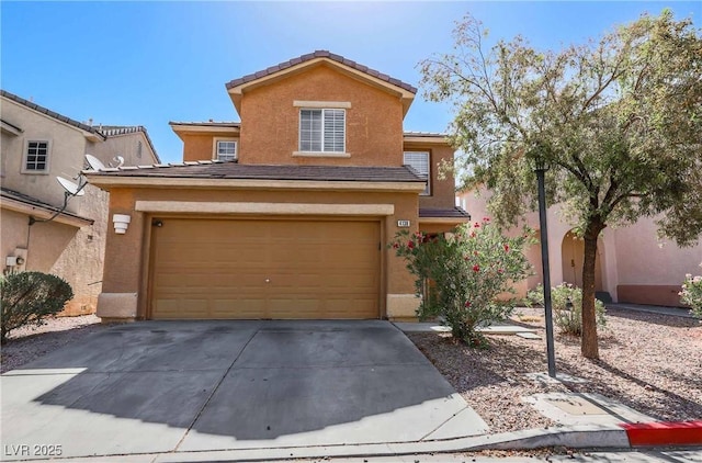 4130 Neighborly Ct, North Las Vegas, NV 89032 - traditional-style house featuring stucco siding, driveway, and a tile roof