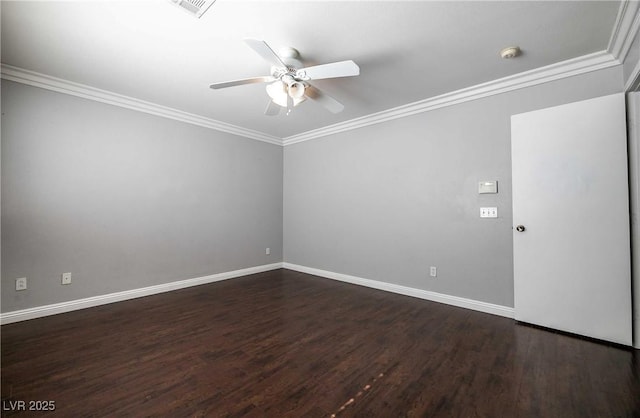 4130 Neighborly Ct, North Las Vegas, NV 89032 - unfurnished room featuring ceiling fan, dark wood-type flooring, a smoke detector, and crown molding