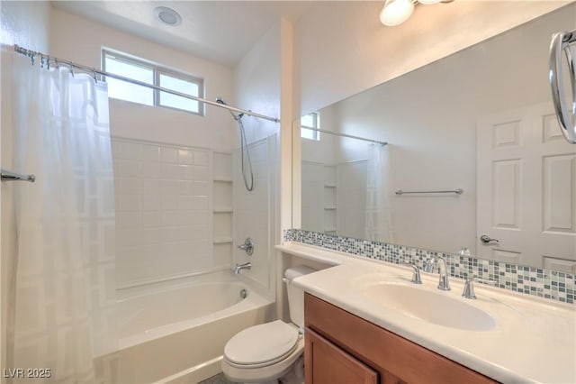 3813 Jasmine Heights Ave, North Las Vegas, NV 89081 - full bathroom with shower / bath combo, vanity, and tasteful backsplash
