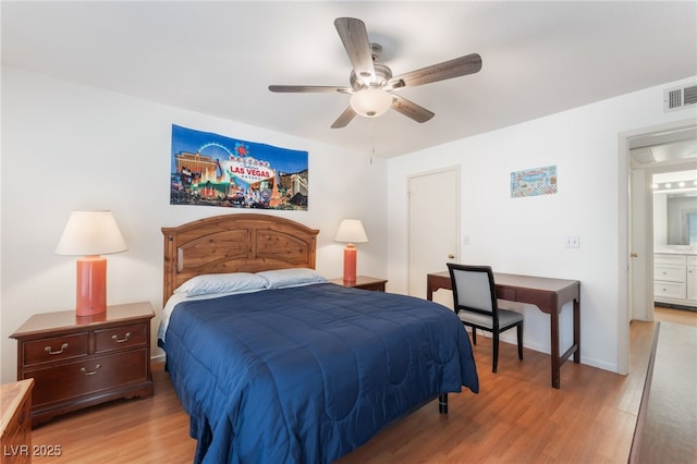 5259 Caspian Springs Dr Unit 204, Las Vegas, NV 89120 - bedroom featuring light wood-type flooring and a ceiling fan