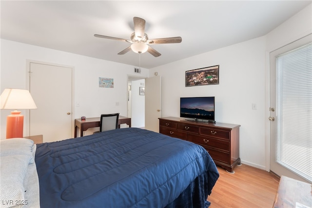 5259 Caspian Springs Dr Unit 204, Las Vegas, NV 89120 - bedroom featuring light wood-type flooring and a ceiling fan