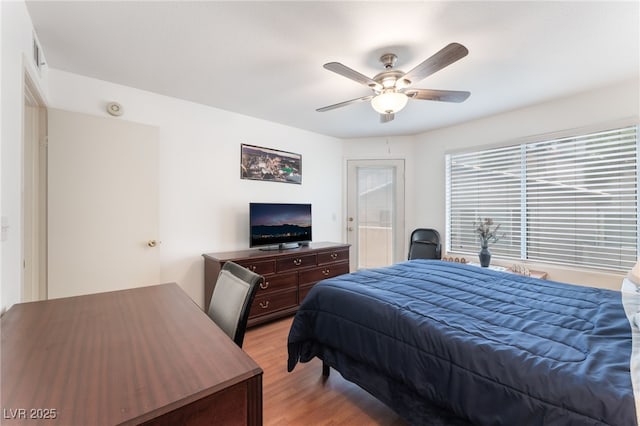 5259 Caspian Springs Dr Unit 204, Las Vegas, NV 89120 - bedroom featuring light wood-style floors and ceiling fan