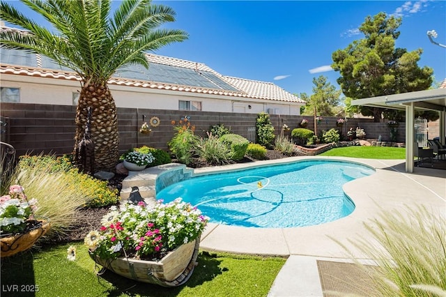 4813 W Virginia Falls Ln, Las Vegas, NV 89130 - view of swimming pool with a fenced backyard and a patio