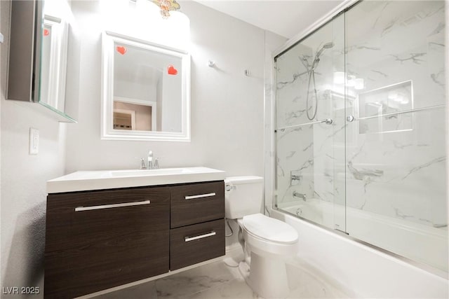 6552 Sweetzer Way, Las Vegas, NV 89108 - full bath featuring vanity, marble look tiles, and enclosed tub / shower combo