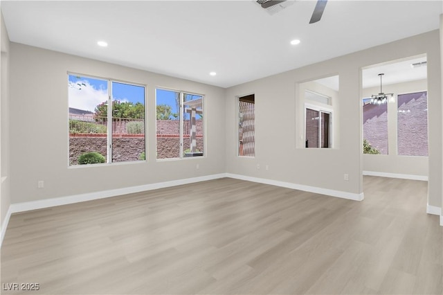 2118 High Mesa Dr, Henderson, NV 89012 - unfurnished room with ceiling fan, light wood-style flooring, and recessed lighting