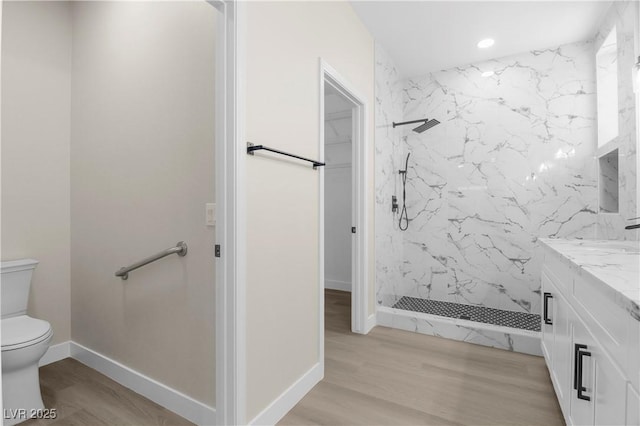 2118 High Mesa Dr, Henderson, NV 89012 - bathroom with a marble finish shower, vanity, recessed lighting, and wood finished floors