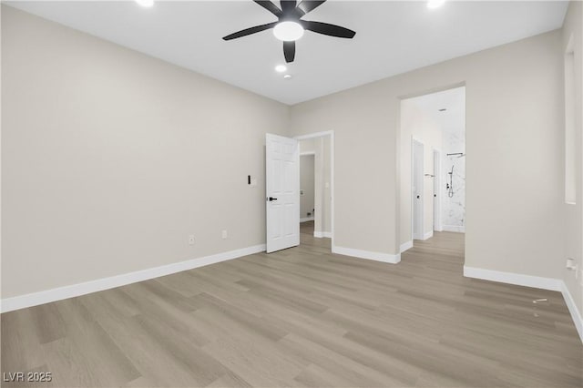 2118 High Mesa Dr, Henderson, NV 89012 - unfurnished bedroom with light wood-type flooring, recessed lighting, ensuite bathroom, and ceiling fan