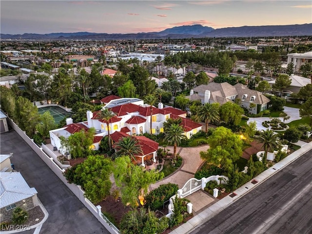 8021 Obannon Dr, Las Vegas, NV 89117 - aerial view at dusk of a mountain view and a residential view