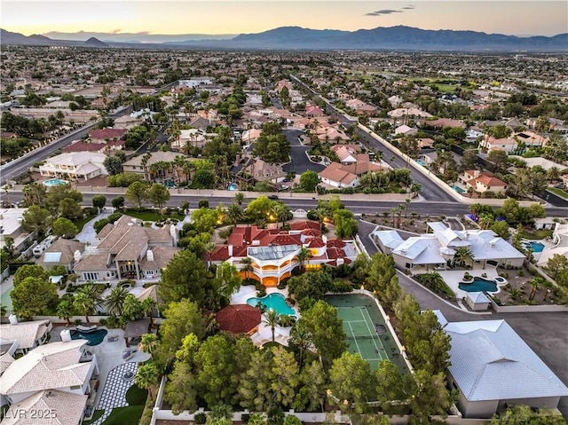 8021 Obannon Dr, Las Vegas, NV 89117 - aerial perspective of suburban area featuring mountains and a pool area