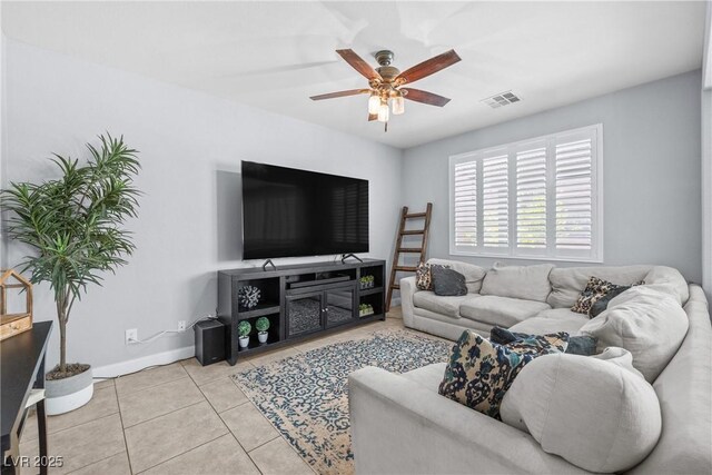 1141 Brent Park Ct, Henderson, NV 89002 - tiled living area featuring ceiling fan and baseboards
