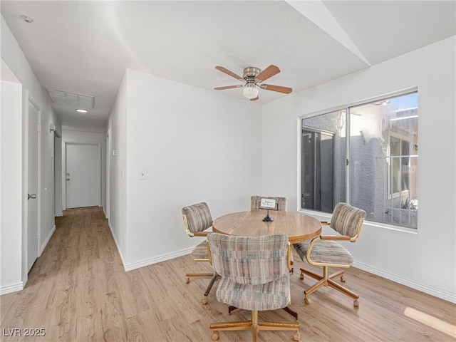 2214 Pebble Creek Ln, Laughlin, NV 89029 - dining room featuring light wood-style flooring and a ceiling fan