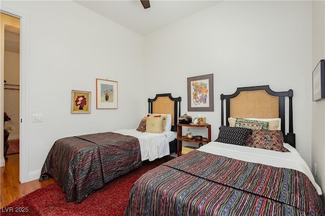 7209 Millerbird St, North Las Vegas, NV 89084 - bedroom with wood finished floors and a ceiling fan
