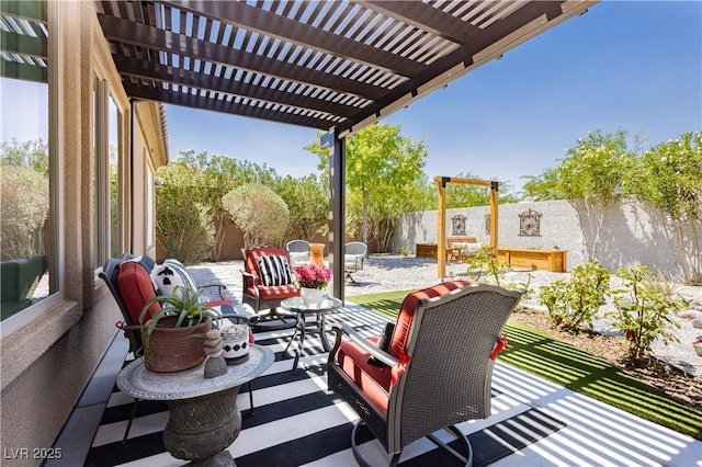 7209 Millerbird St, North Las Vegas, NV 89084 - fenced backyard with a patio and a pergola