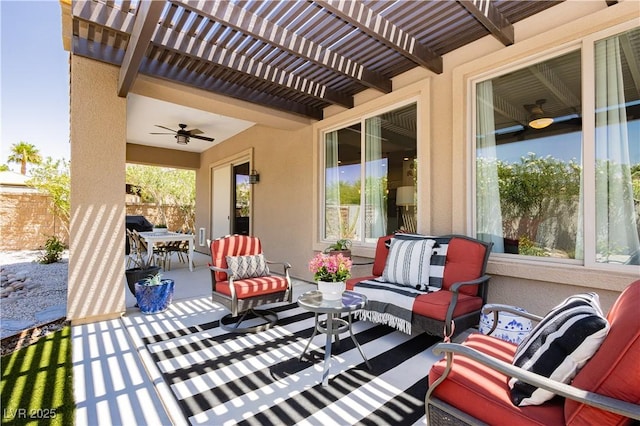 7209 Millerbird St, North Las Vegas, NV 89084 - view of patio featuring ceiling fan, an outdoor living space, and outdoor dining area