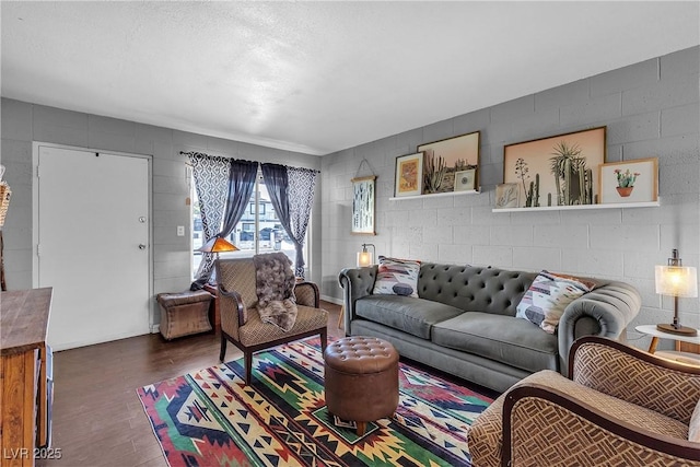 1037 Westminster Ave, Las Vegas, NV 89119 - living room with wood finished floors and concrete block wall