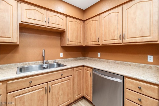 1948 Las Palmas Ln Unit 277, Laughlin, NV 89029 - kitchen featuring dishwasher, light brown cabinetry, and light countertops