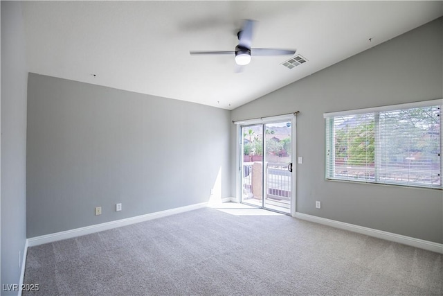 1155 Heavenly Harvest Pl Unit 3, Henderson, NV 89002 - spare room featuring lofted ceiling, a ceiling fan, and carpet floors