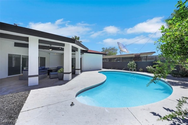 1900 S 15th St, Las Vegas, NV 89104 - view of pool with a patio, an outdoor hangout area, and ceiling fan