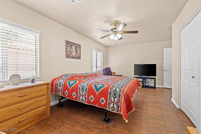 5208 Regena Rose St, North Las Vegas, NV 89081 - bedroom with hardwood / wood-style floors and ceiling fan