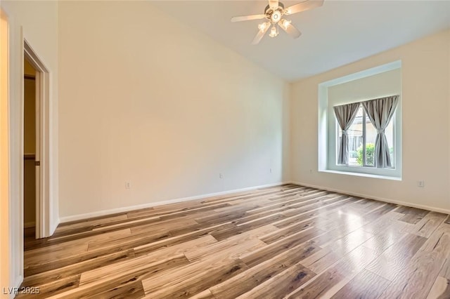 8805 Jeffreys St Unit 1089, Las Vegas, NV 89123 - empty room featuring wood finished floors, lofted ceiling, and ceiling fan