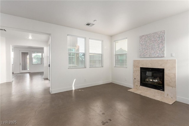 520 Ivy Spring St, Las Vegas, NV 89138 - unfurnished living room with finished concrete flooring and a premium fireplace