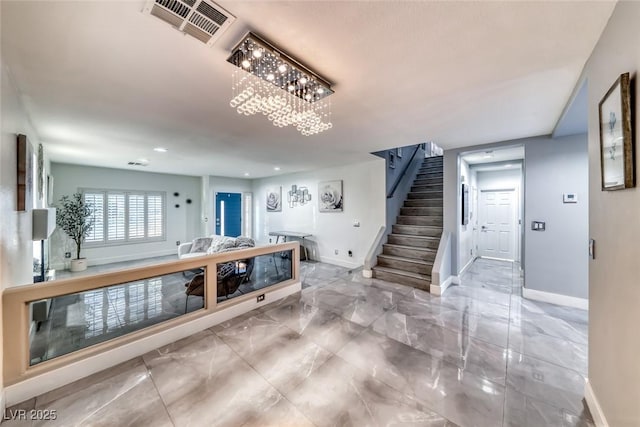 895 Beartooth Falls Ct, Henderson, NV 89052 - entryway with marble tiled flooring, stairway, and recessed lighting